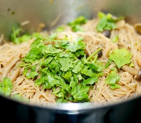 Asian Brown Rice and Mushroom Noodles with Cucumber