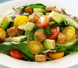 Arugula and Cherry Tomato Salad with Avocado and Croutons