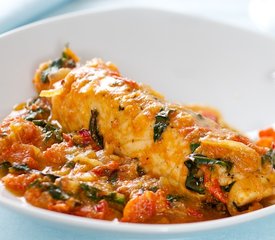 Salmon Poached with Tomatoes and Swiss Chard