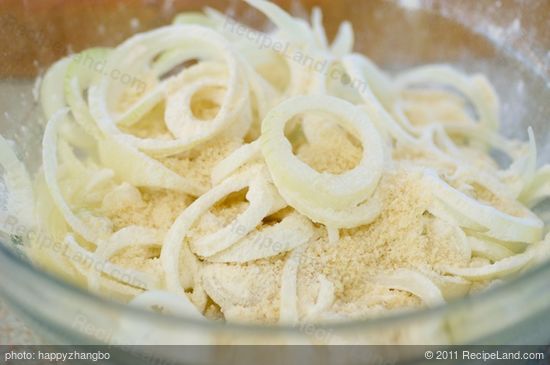 Add the onions, flour, panko and salt in a large mixing bowl