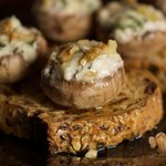 Cheese and Walnut Stuffed Mushrooms on Toast