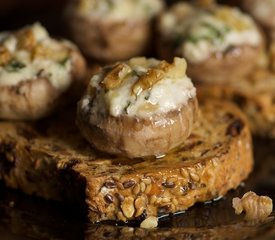 Cheese and Walnut Stuffed Mushrooms on Toast