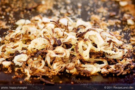 Home made French Fried Onions - baked until golden brown, 25 to 30 minutes. 