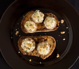 Cheese and Walnut Stuffed Mushrooms on Toast