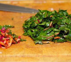 Salmon Poached with Tomatoes and Swiss Chard