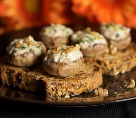 Cheese and Walnut Stuffed Mushrooms on Toast