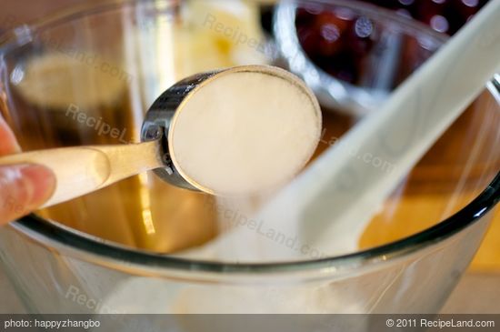 In a medium bowl, add the sour cream, the sugar,