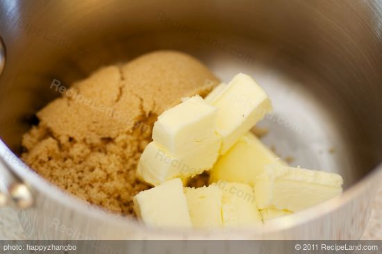 In a saucepan, add the butter and brown sugar.