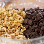 Add the chopped walnuts and chocolate chips.