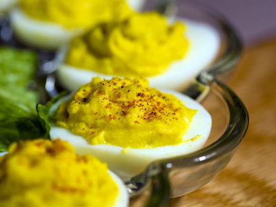 Bone Suckin' Mustard Deviled Eggs