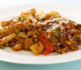 Cheesy Baked Whole Wheat Penne with Roasted Fresh Vegetables