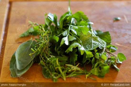 Also finely chop the fresh herbs.