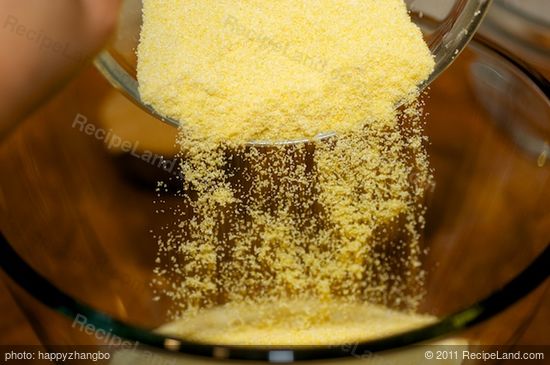 In a large bowl, add the cornmeal.