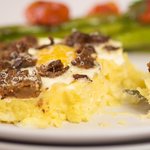 Baked Eggs and Sausage with Cheesy Polenta Casserole