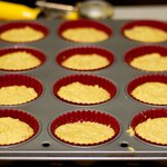 Fill 12 greased muffin pans 2/3 full.