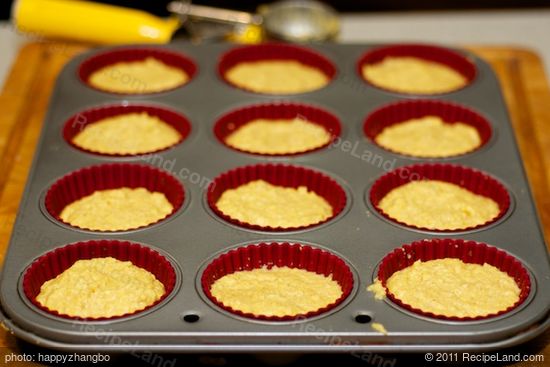 Fill 12 greased muffin pans 2/3 full.