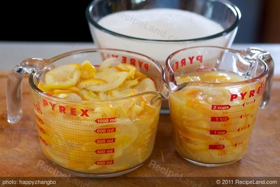 Measure fruit and liquid. 