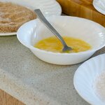 Then prepare the flour mixture and bread crumb mixture.