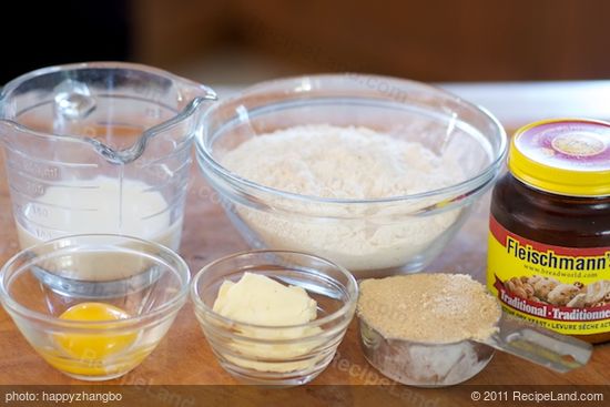 First get together the ingredients to make the bread.