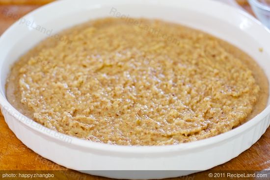 Spread the almond topping evenly over the dough. 