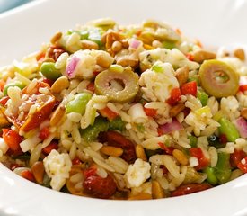 Orzo and Bell Pepper Salad with Edamame, Olives and Feta