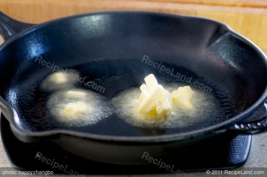 Preheat a cast iron pan.