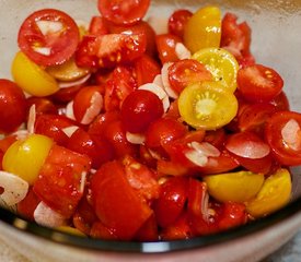 Warm Pasta with Roasted Tomatoes, Greens and Goat Cheese