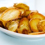 These roasted potato rounds are super crispy.