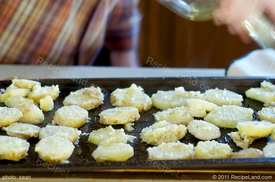 Arrange the potatoes onto the baking 