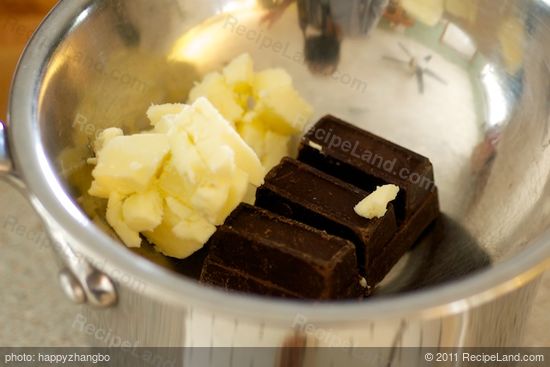 Melt the chocolate and butter.
