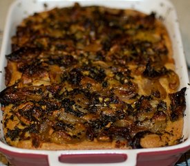 Caramelized Shallots, Basil-Olive Oil and Goat Cheese Bread