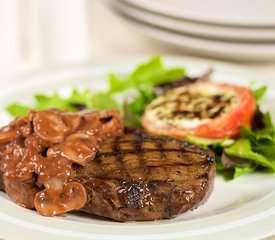 Grilled Sirloin Steak with Mushroom-Wine Sauce