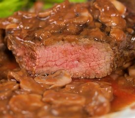 Grilled Sirloin Steak with Mushroom-Wine Sauce