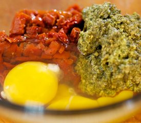 Easy Mozzarella, Sun-Dried Tomato and Pesto Quick Bread 