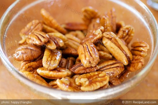 Make the candied pecan halves.