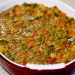 Coat an 8 cup casserole dish with vegetable spray. 