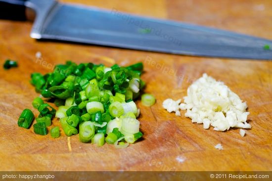 Chop the scallions and garlic if using.