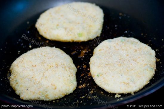 Fry each patty in shallow oil 