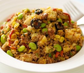 Quinoa, Edamame and Roasted Corn Salad with Apples and Maple Walnuts