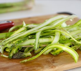 Two Cheese, Shaved Asparagus and Mushroom Pizza