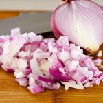Chop 1/2 red onion or 1 shallot.