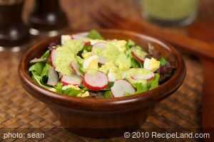 Mixed Greens with Cucumber Chives and Parsley  Vinaigrette 