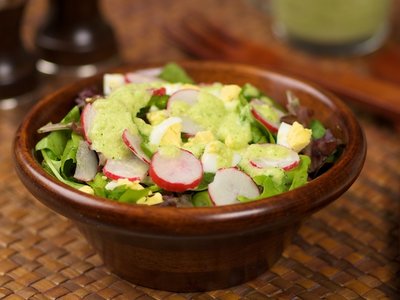 Mixed Greens with Cucumber Chives and Parsley  Vinaigrette 