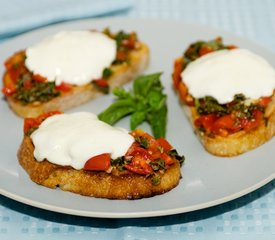 Tomato and Basil Bruschetta with Fresh Mozzarella Sandwich 