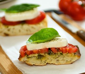 Open-Faced Sandwich with Tomato, Mozzarella and Basil