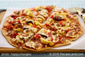Artichoke Hearts, Roasted Bell Pepper and Fresh Mozzarella Pizza