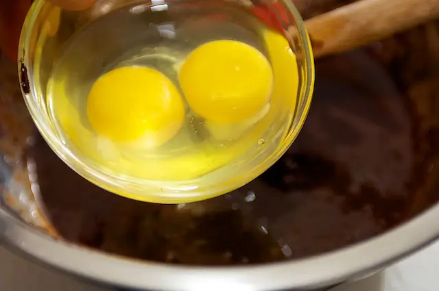 Add the eggs.
