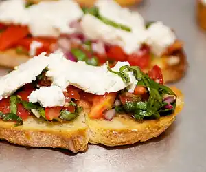 Cherry Tomato & Basil Bruschetta with Goat Cheese