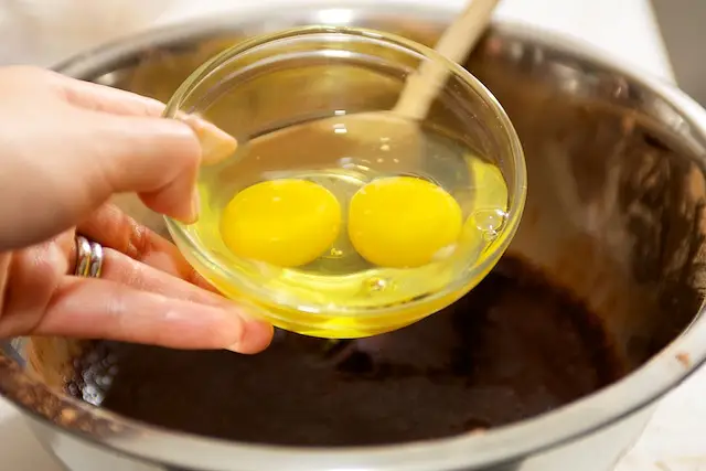 Add the eggs.