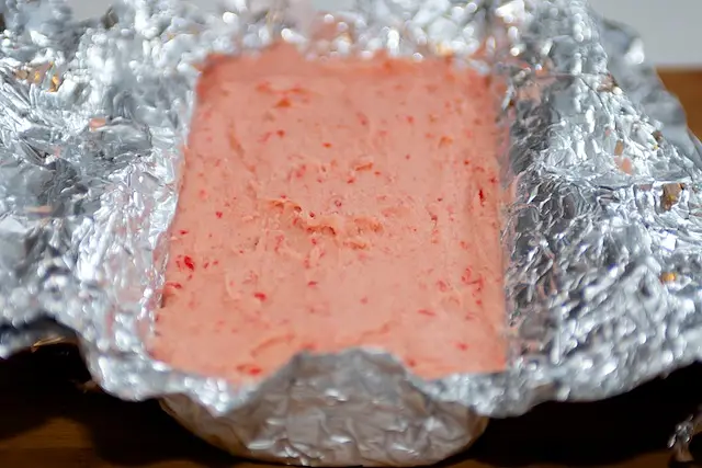 when dough is ready, unfold foil.
